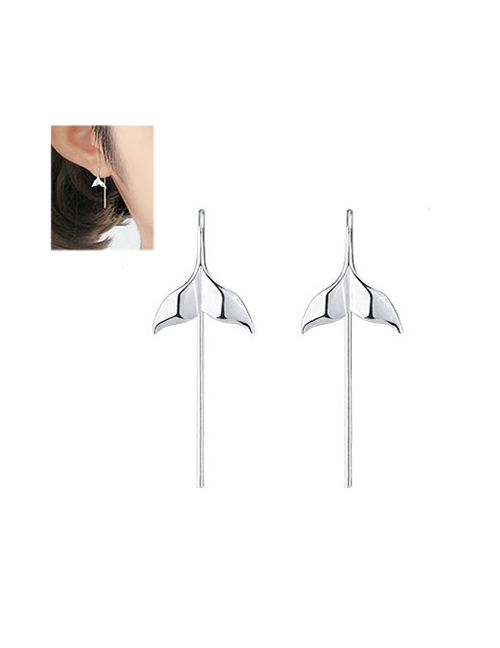 Fashion Silver Copper Plated Goldfish Tail Earrings