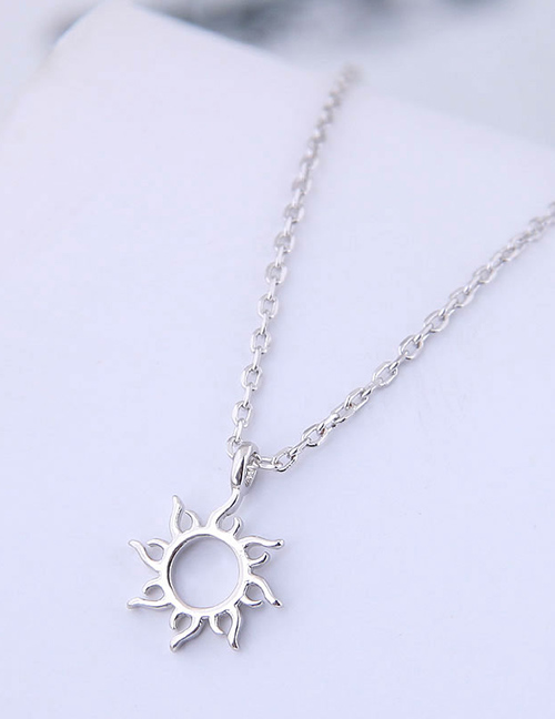 Fashion Silver Copper Plated Gold Sunflower Necklace