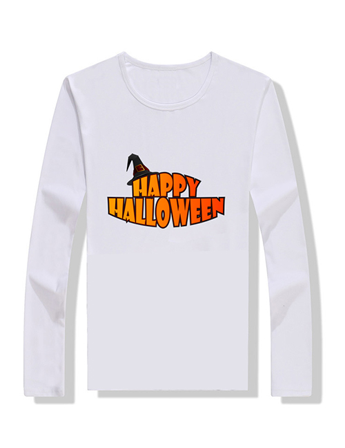 Fashion White Halloween Print Children's T-shirt