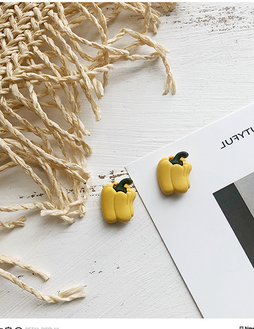 Fashion Yellow Pepper  Silver Needle Fruit And Vegetable Earrings