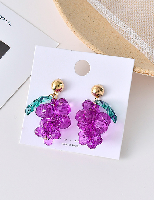 Fashion Big Grape Purple Transparent Acrylic Beaded Grape Earrings
