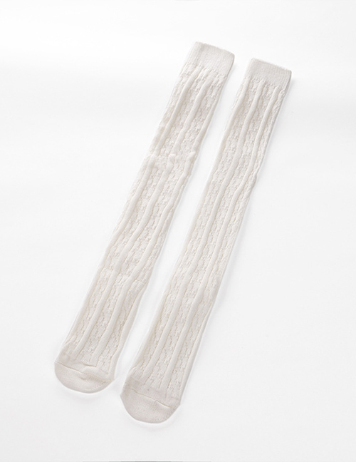Fashion White Pure Color Tube Pile Wool Socks