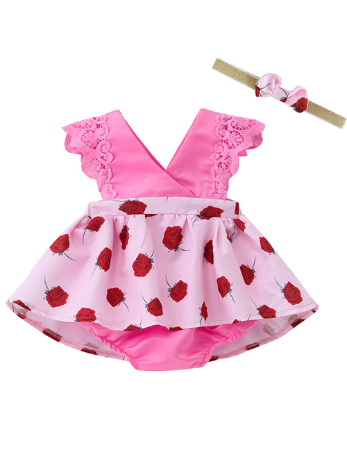 Fashion Pink Rose Lace Children's Dress Hair Band