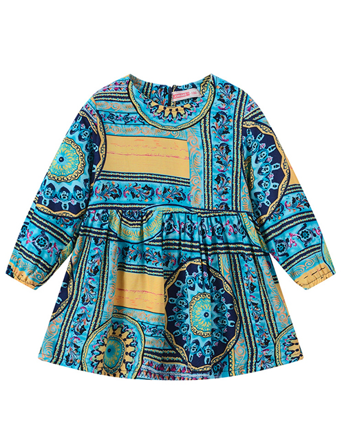 Fashion Green Abstract Printed Children's Dress