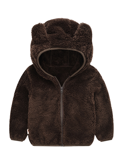 Fashion Dark Brown Bear Ear Baby Boy Hoodie Jacket