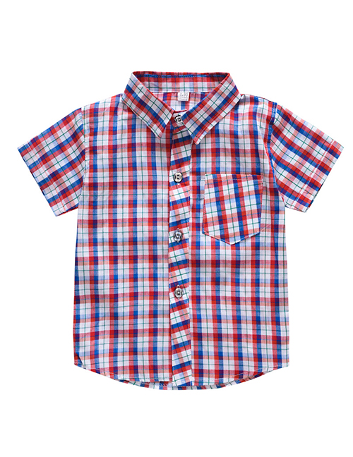 Fashion Red Grid Plaid Children's Shirt