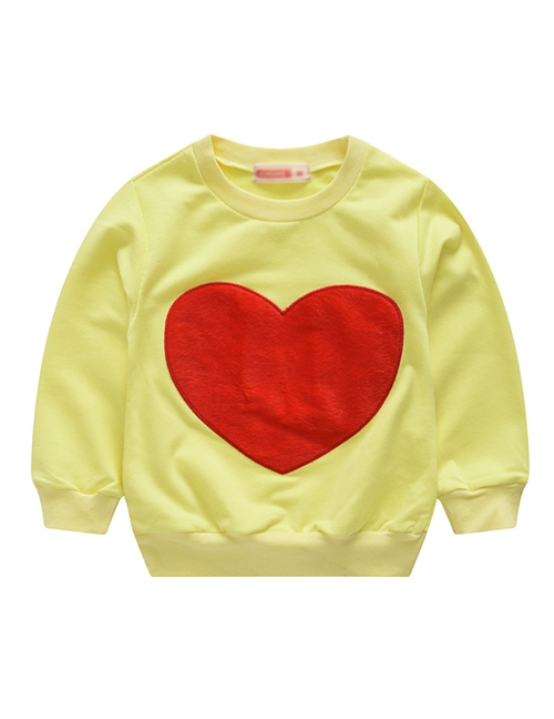 Fashion Yellow Heart Love Patch Children's Sweater