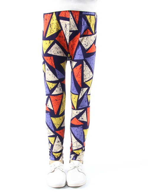 Fashion Colored Triangle Printed Milk Silk Children's Leggings