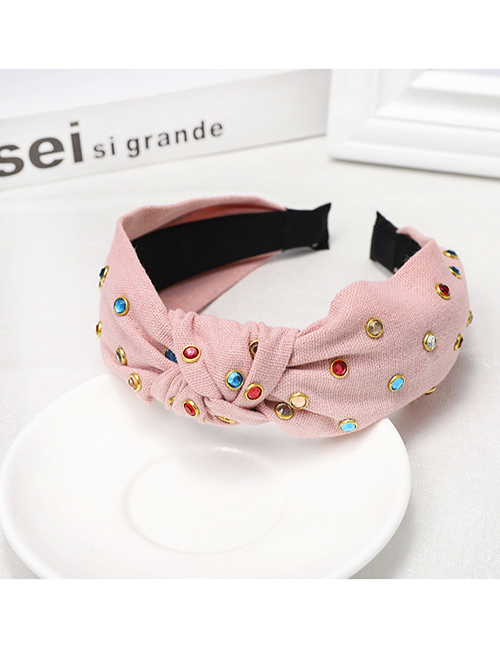 Fashion Pink Fabric Color Brick Headband Colorful Diamond Cotton Knot Headband