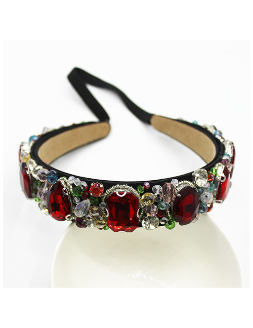Fashion Square Diamond Red Crystal Gemstone Headband