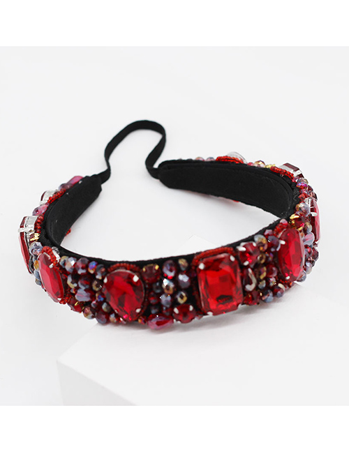 Fashion Dark Red Crystal Gemstone Headband