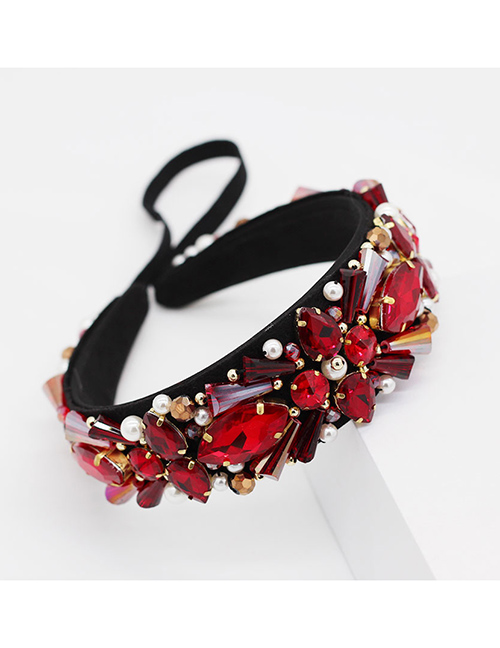 Fashion Red Crystal Pearl Sewing Headband