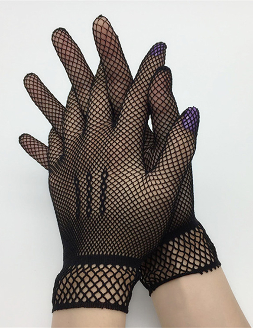 Fashion Black Mesh High Elastic Gloves