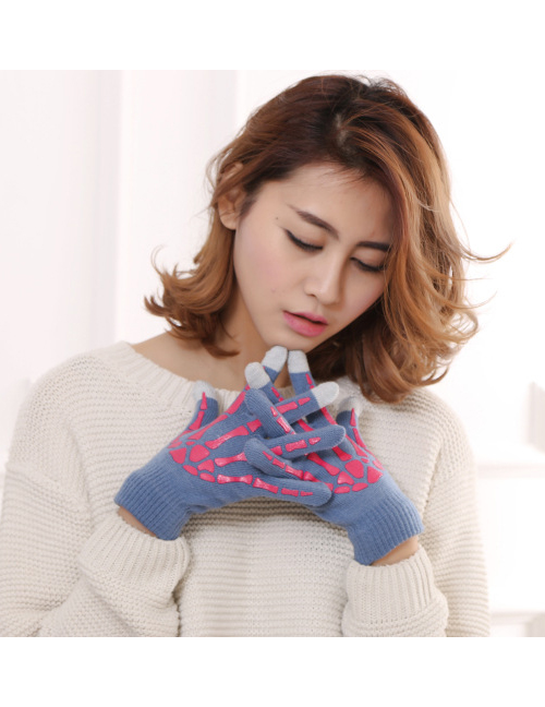 Fashion Blue Gray Pink Ghost Claw Touch Screen Skull Halloween Wool Gloves