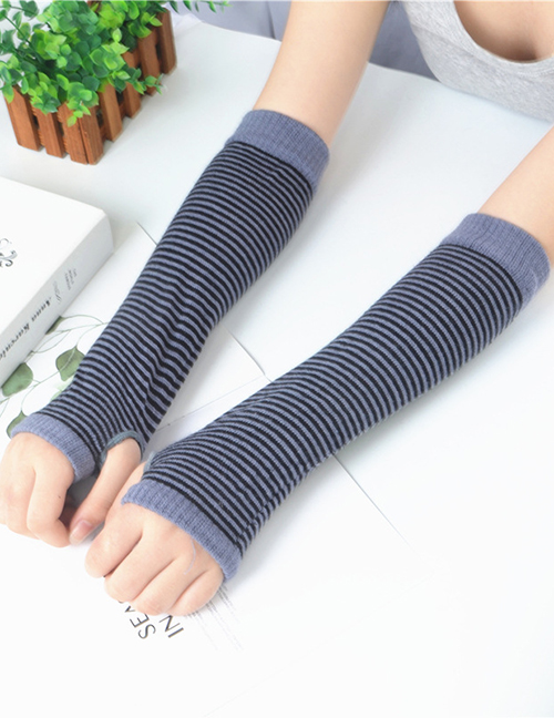 Fashion Gray Strip Striped Arm Sleeve