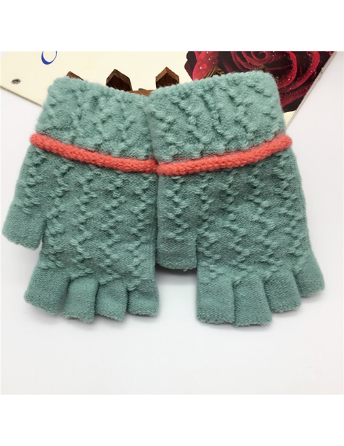Fashion Mint Green Half Finger Knit Touch Screen Gloves