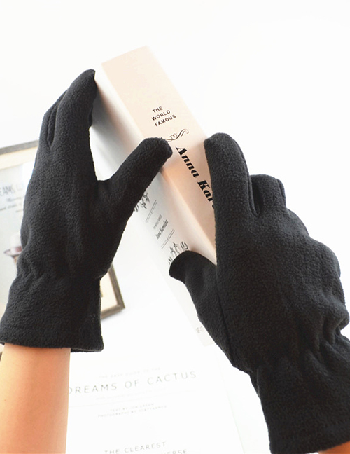 Fashion Black Imitation Lambskin Gloves