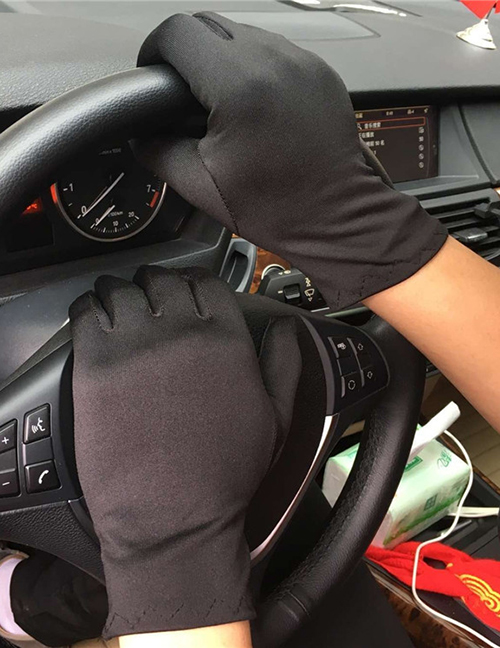 Fashion Black Brushed Non-slip Spandex High Elastic Gloves