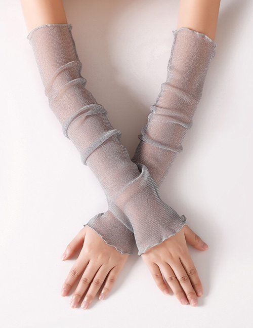 Fashion Gray Thin Mesh Gauze Foot Cover Dual-use Ice Silk Lace Gloves