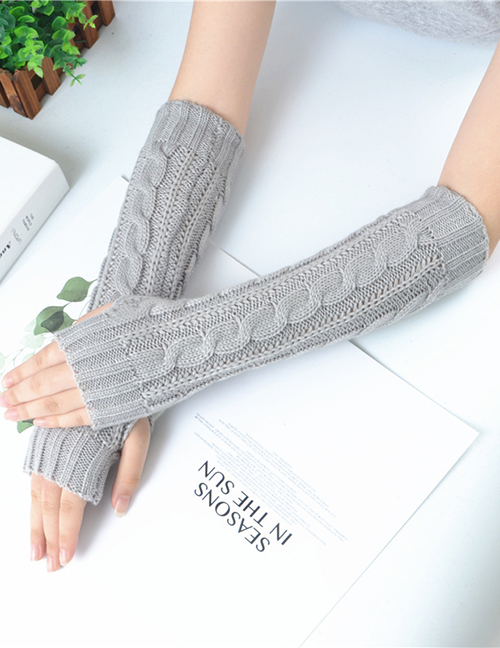Fashion Light Grey Wool Leak Refers To Twist Arm Sleeve