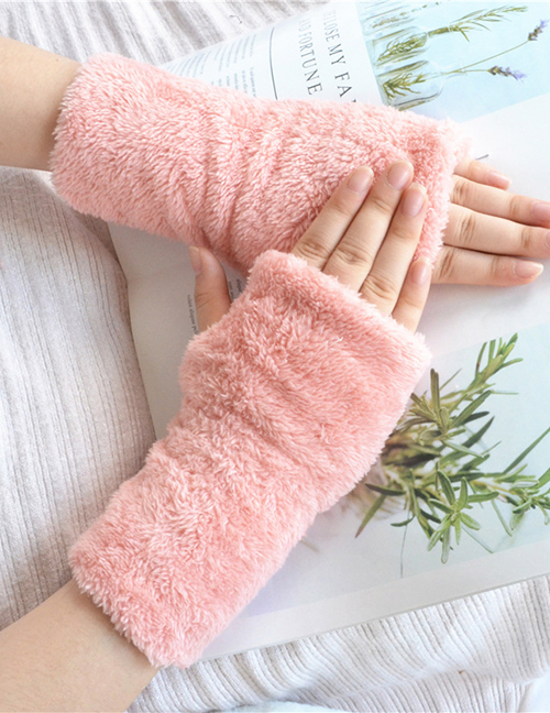 Fashion Pink Plush Half Finger Bear Arm Sleeve