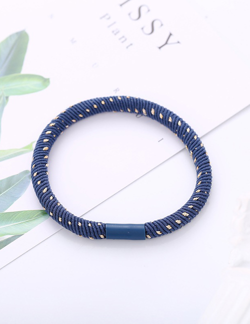 Fashion Blue Inlaid Gold Wire High Elastic Jointless Hair Rope
