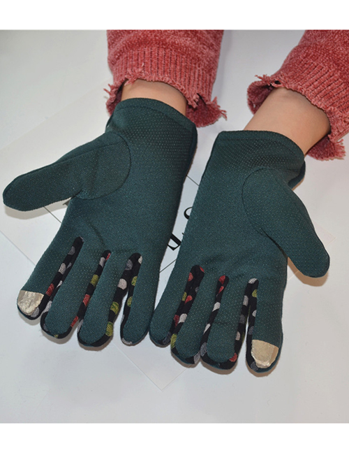 Fashion Green Dispensing Non-slip Touch Screen Plus Velvet Gloves
