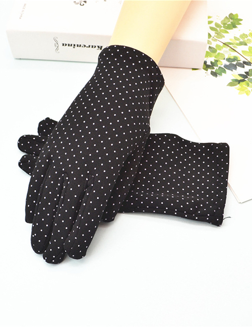 Fashion Black Short Spandex Stretch Dot Brushed Gloves