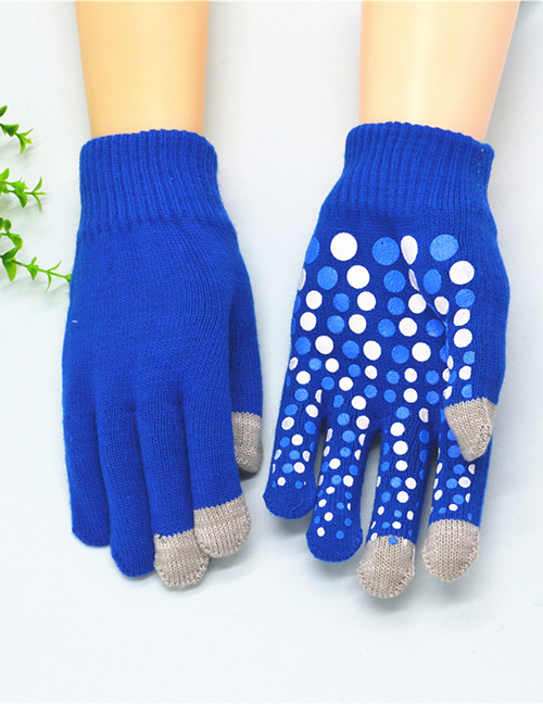 Fashion Blue Touch Screen Single Layer Knitted Non-slip Rubber Gloves