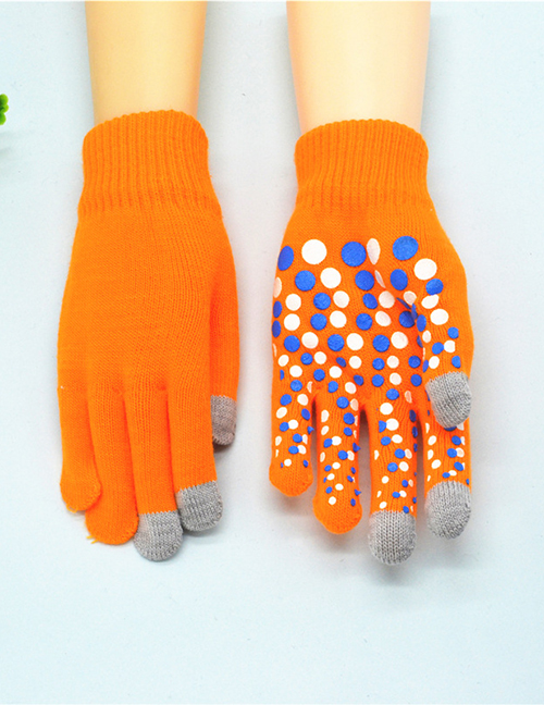 Fashion Orange Touch Screen Single Layer Knitted Non-slip Rubber Gloves