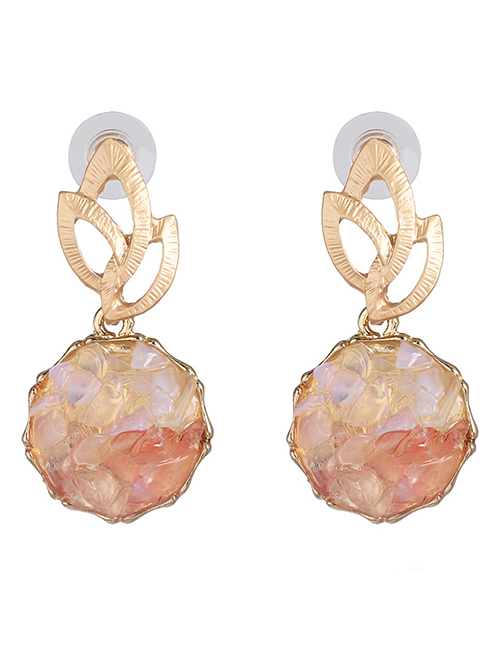 Fashion Pink Natural Stone Alloy Earrings