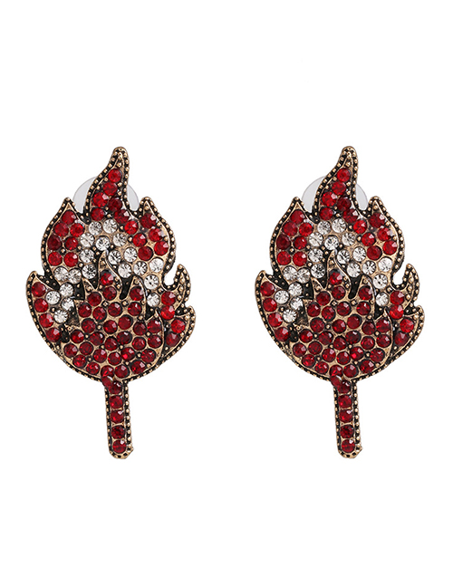 Fashion Red Leaf Stud Earrings