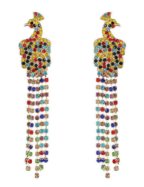 Fashion Color Peacock Fringed Stud Earrings