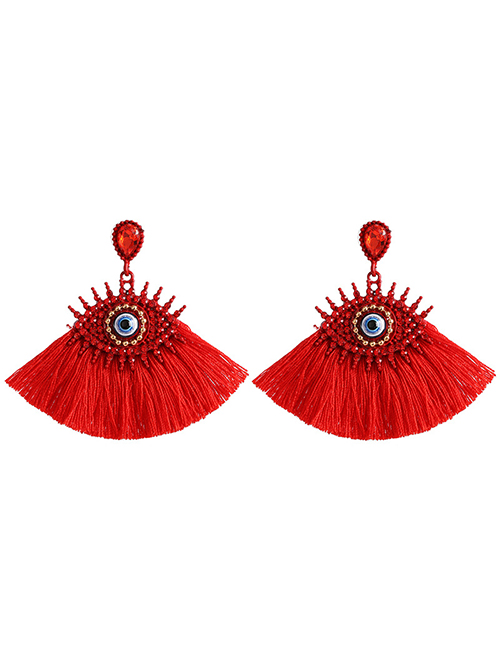 Fashion Red Big Eye Fringed Stud Earrings