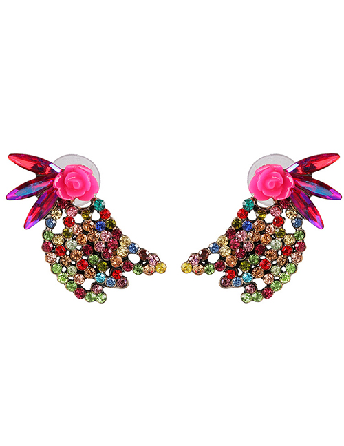 Fashion Color Diamond Flower Earrings