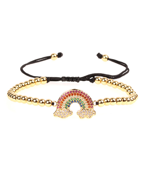 Fashion Gold Micro-inlaid Diamond Zircon Rainbow Drawn Bead Bracelet