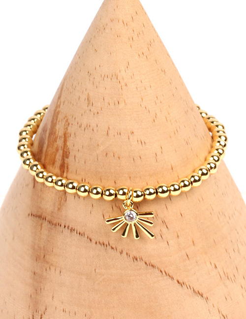 Fashion Sunshine Solid Gold Beads Micro-inlaid Zircon Palm Bracelet