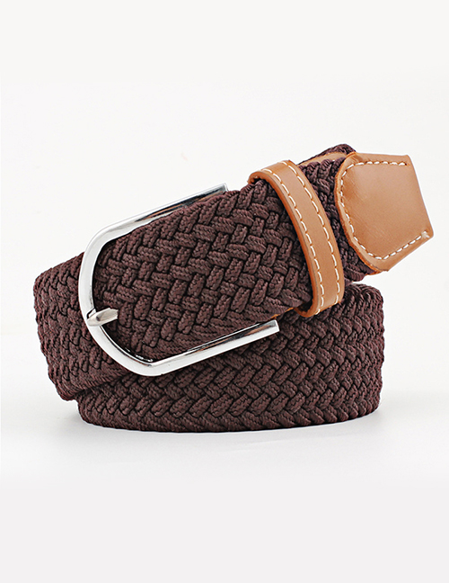 Fashion Coffee Tightly Woven Wide Belt