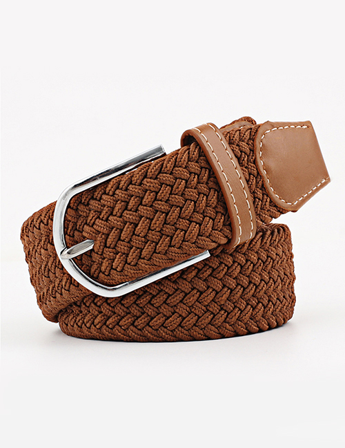 Fashion Brown Tightly Woven Wide Belt