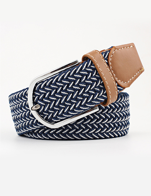 Fashion Blue And White Tightly Woven Wide Belt