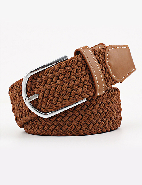 Fashion Brown Tightly Woven Wide Belt