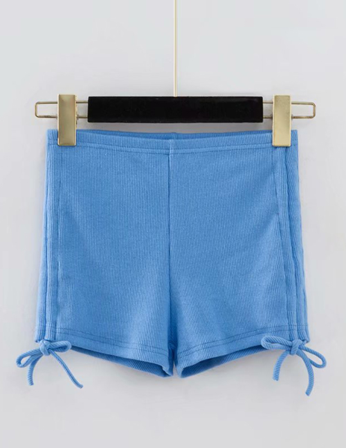 Fashion Blue Double Drawstring Thread Shorts