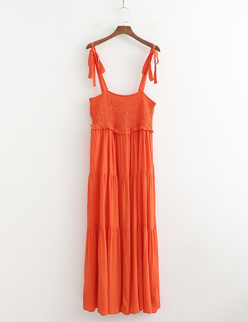 Fashion Orange Laminated Suspender Dress