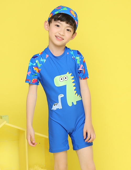 Fashion Royal Blue Dinosaur Monster Children's One Piece Swimsuit