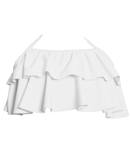 Fashion White Shirt Ruffled Children's Swimsuit