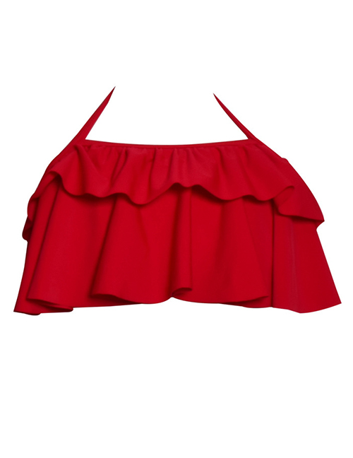 Fashion Red Shirt Ruffled Children's Swimsuit
