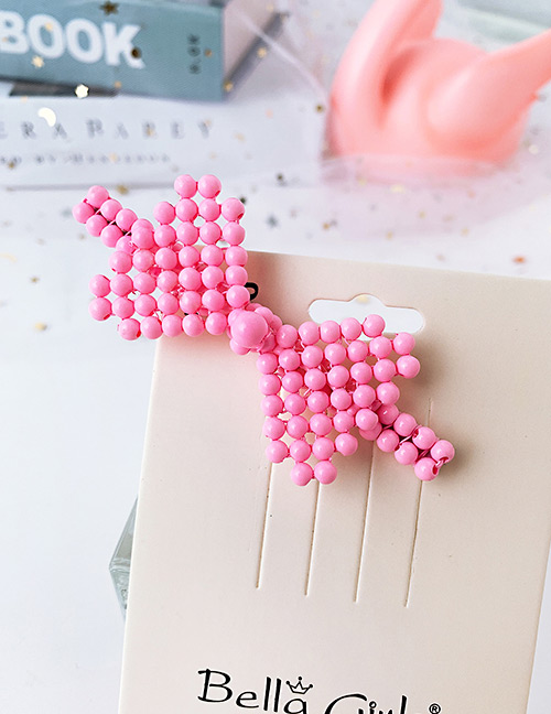 Fashion Pink Alloy Resin Bow Duckbill Hairpin