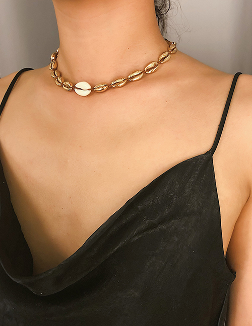 Fashion Gold Geometric Braid Adjustable Shell Necklace