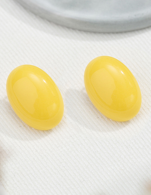 Fashion Yellow Acrylic Oval Earrings