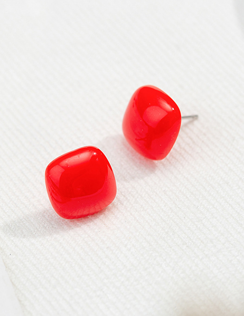 Fashion Red Acrylic Square Earrings